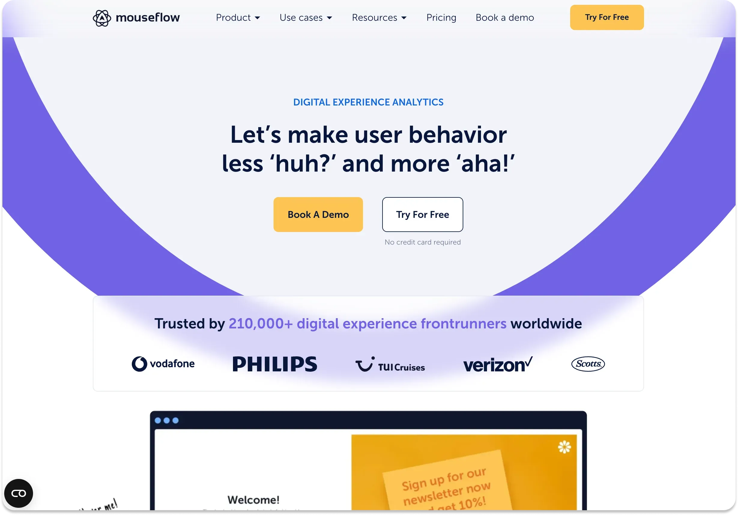 The Mouseflow homepage