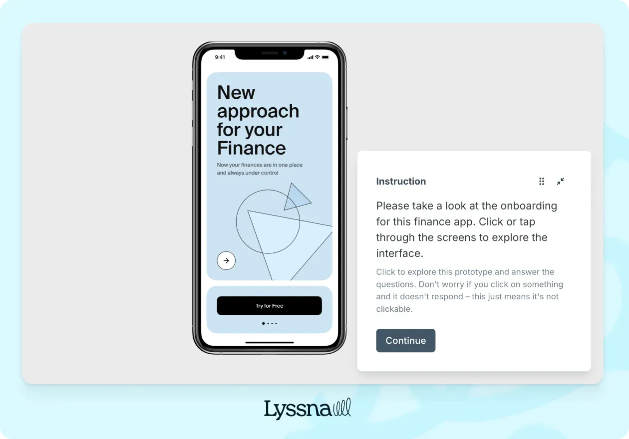 An example of Lyssna's prototype template that can be used when consumer product testing