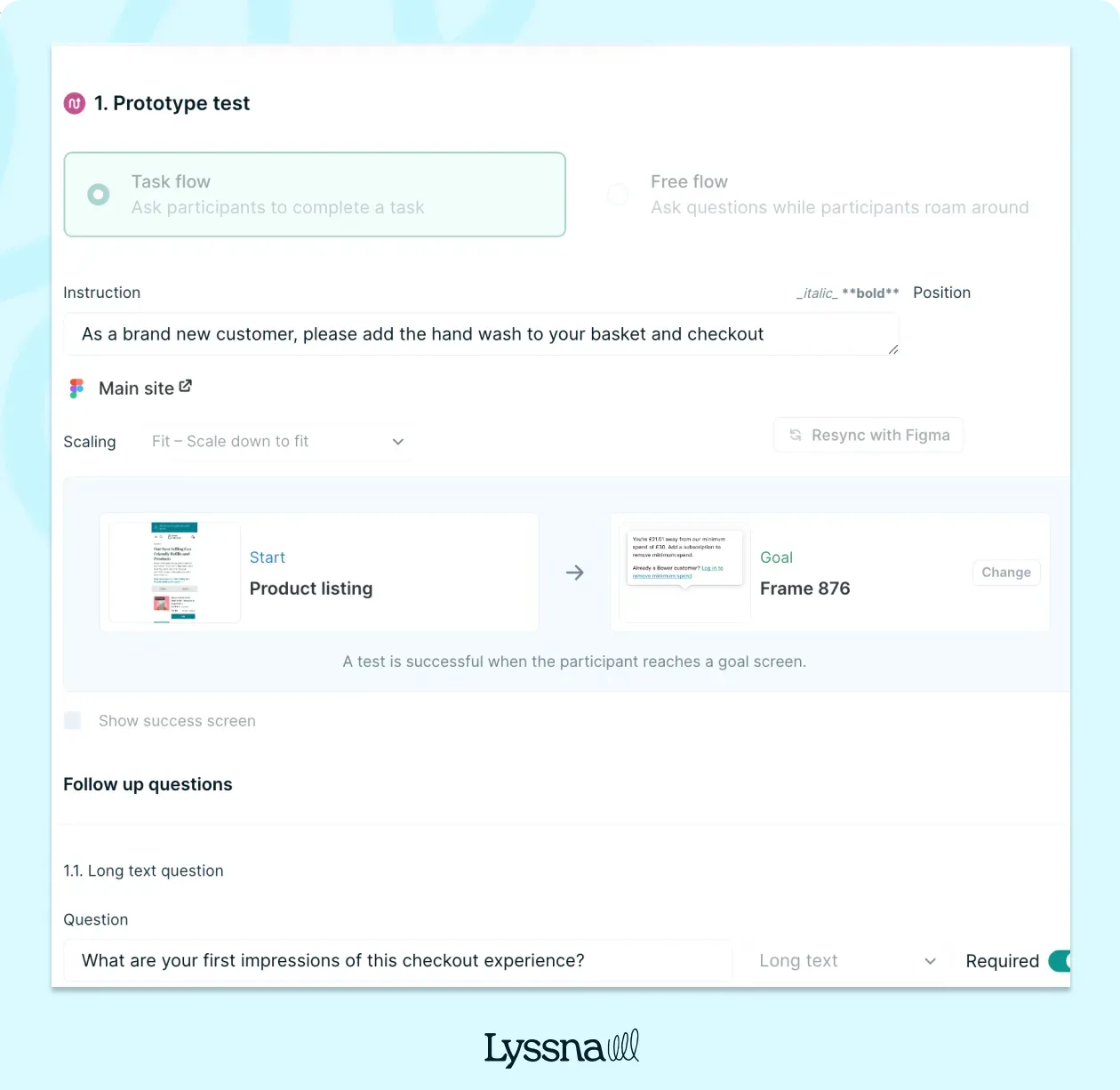 An example of Bower Collective's prototype test they created in Lyssna.