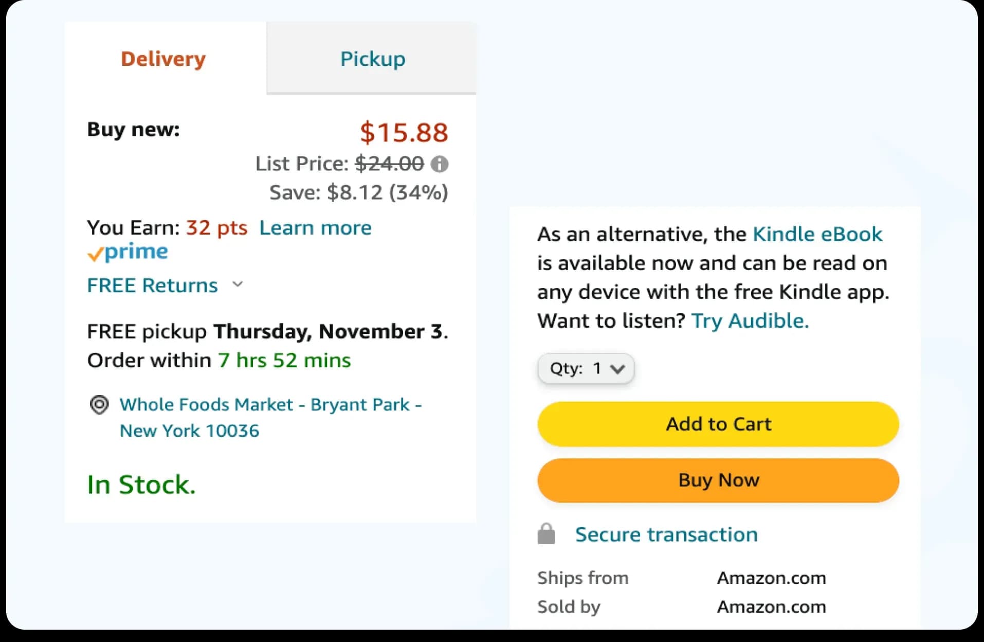 A CX example of Amazon's single-purchase feature to show good customer experience design