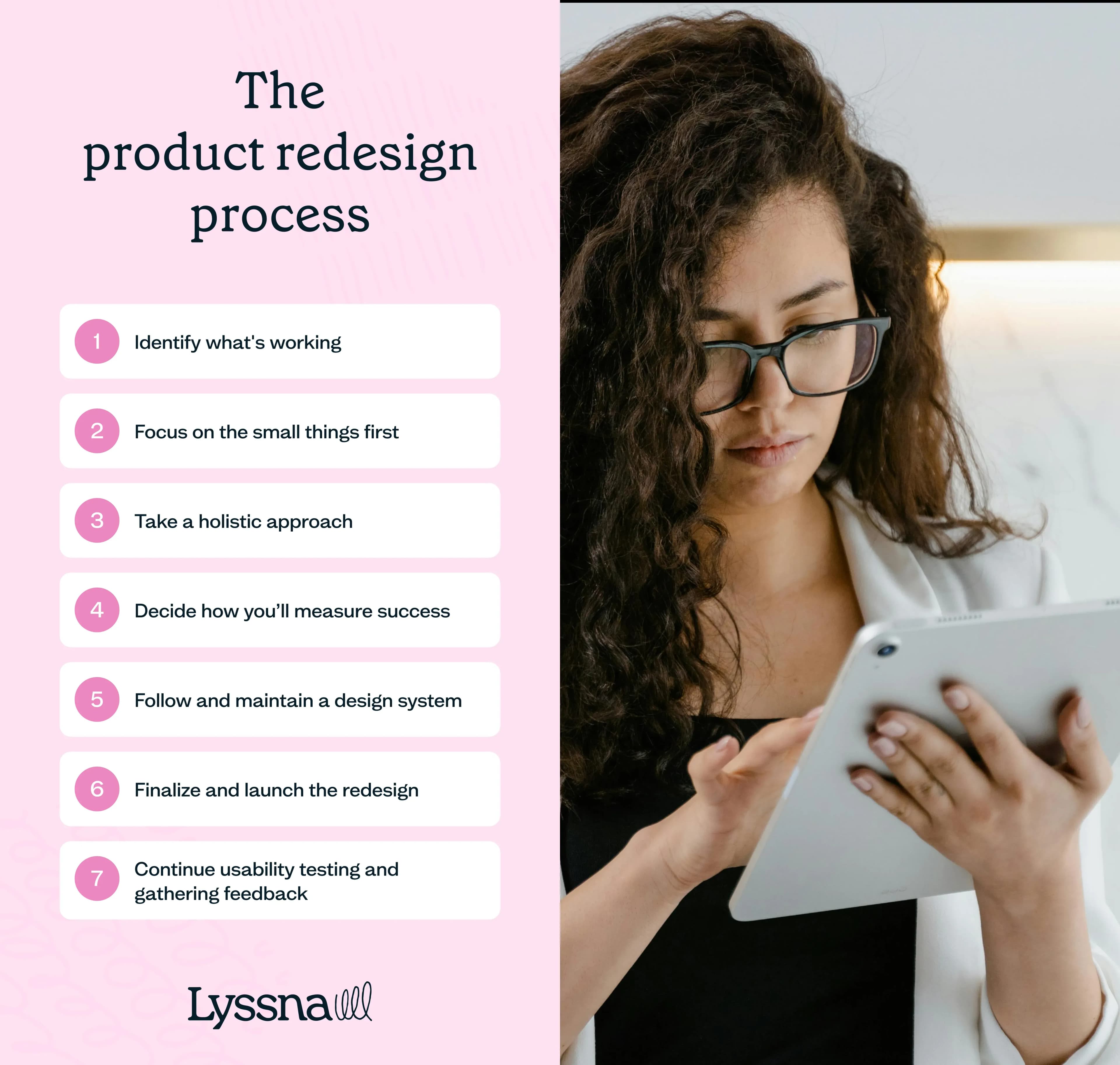 Seven steps of the product redesign process