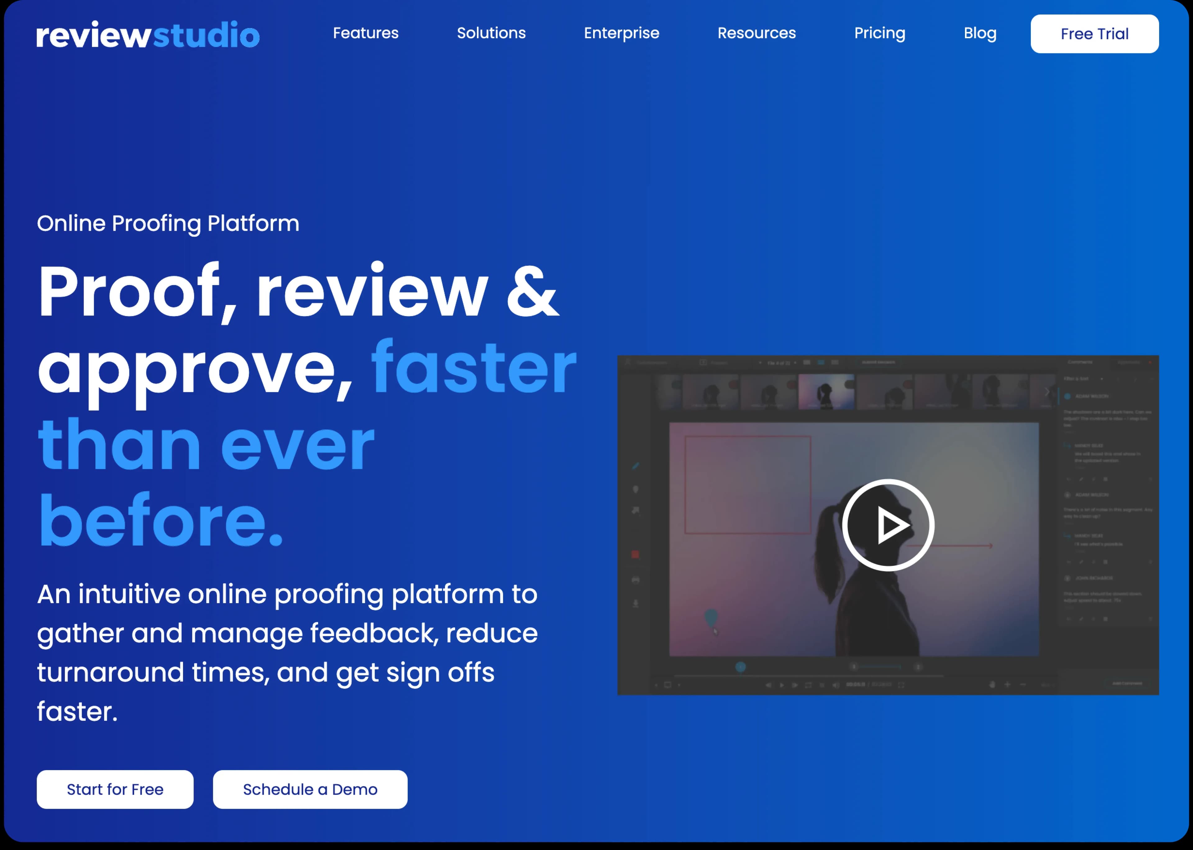 ReviewStudio homepage