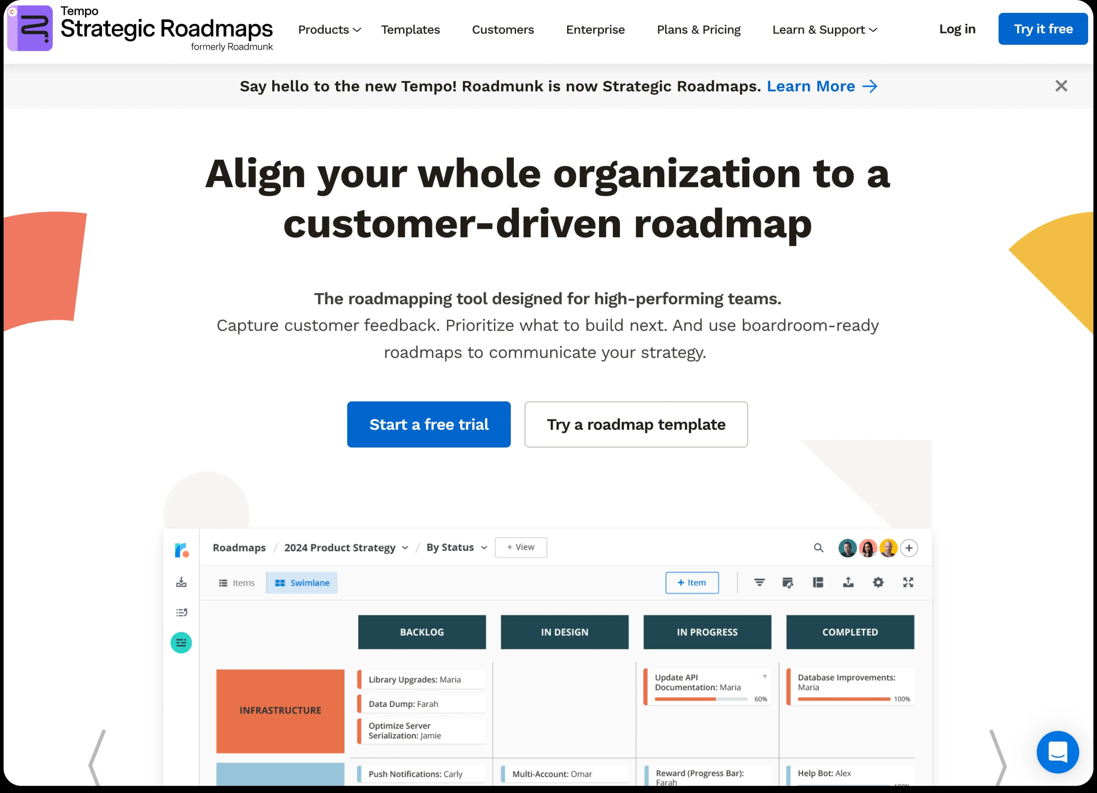 Strategic Roadmaps homepage