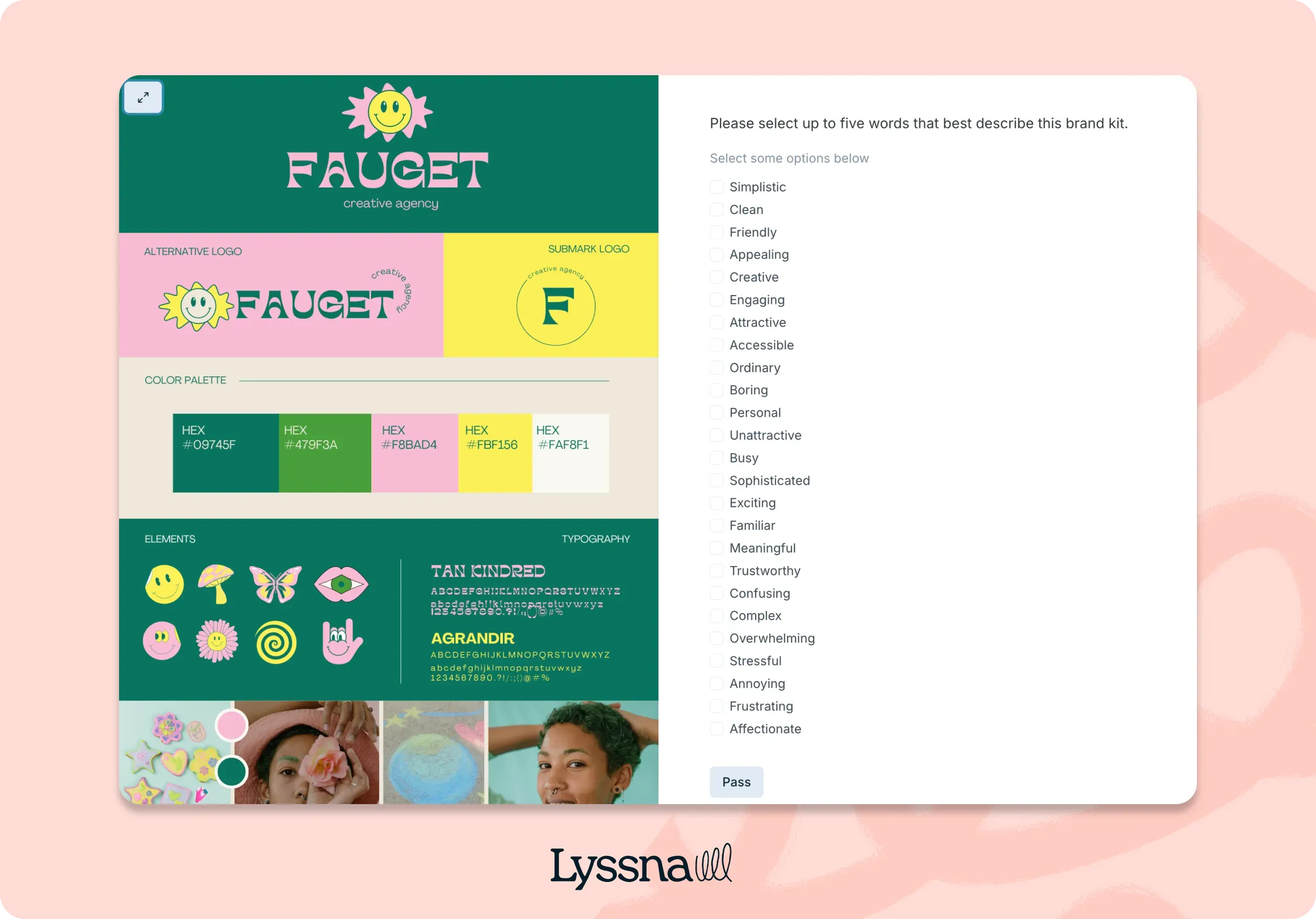 Results page of Lyssna's design survey template