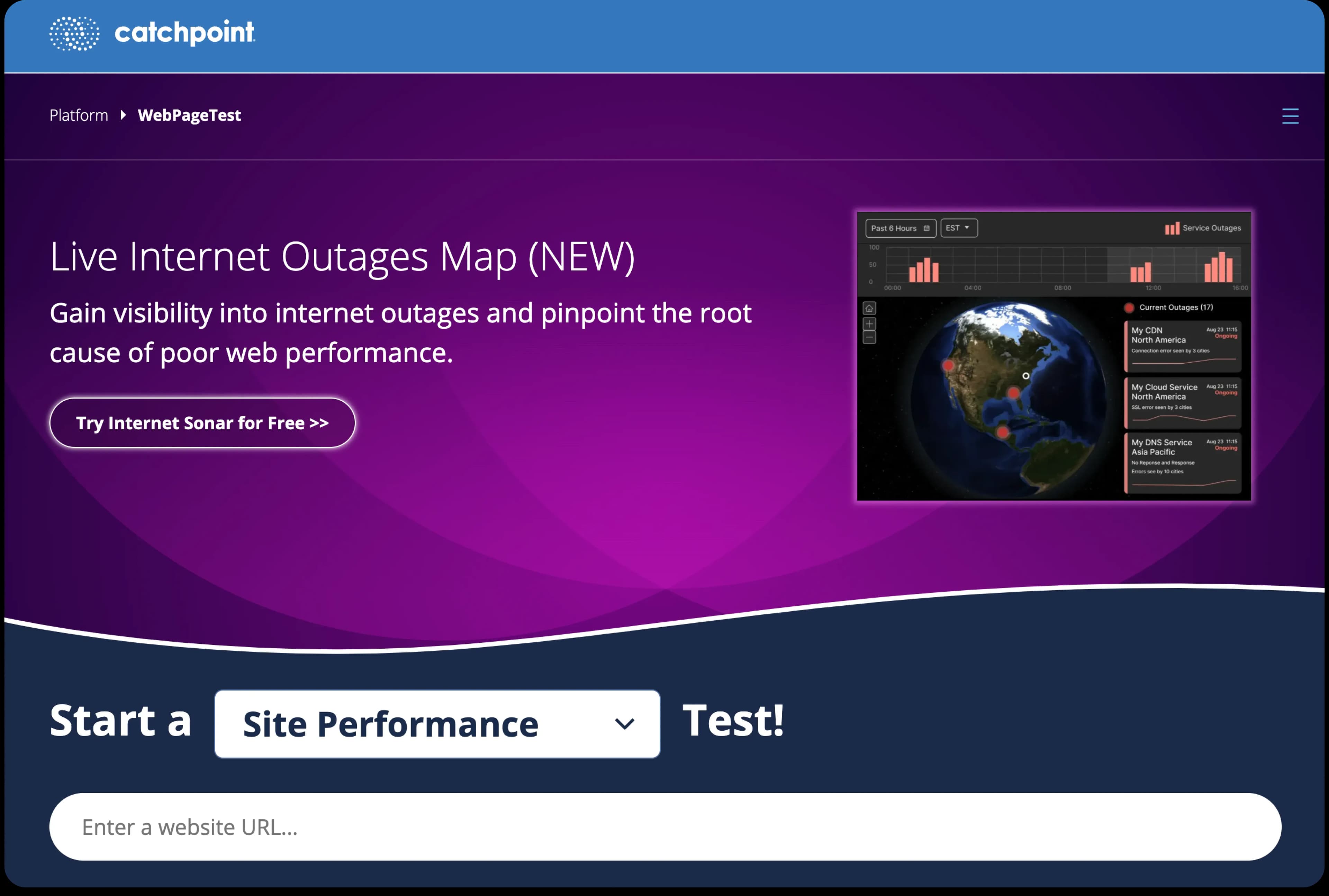 The Catchpoint homepage