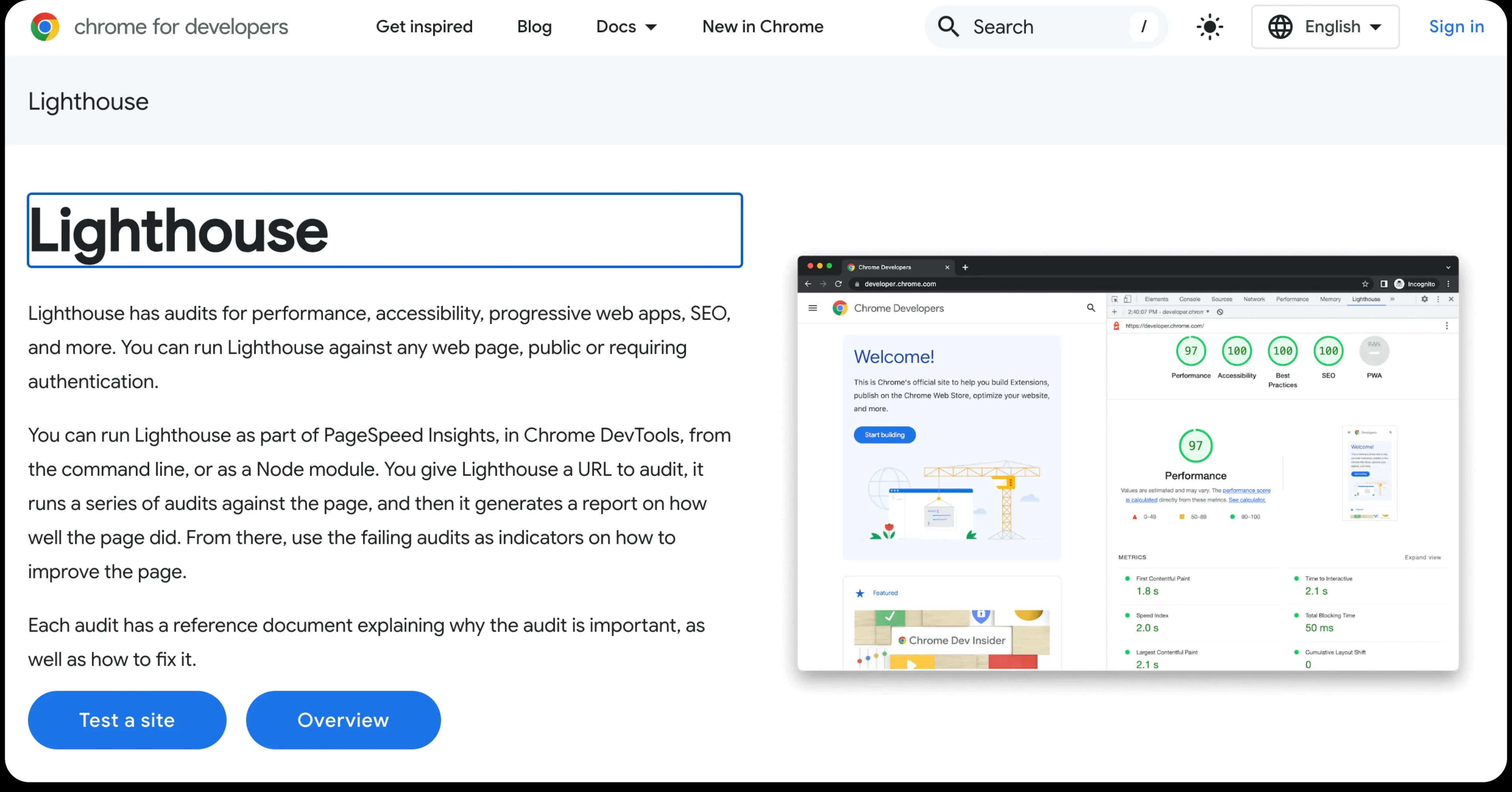The Lighthouse homepage